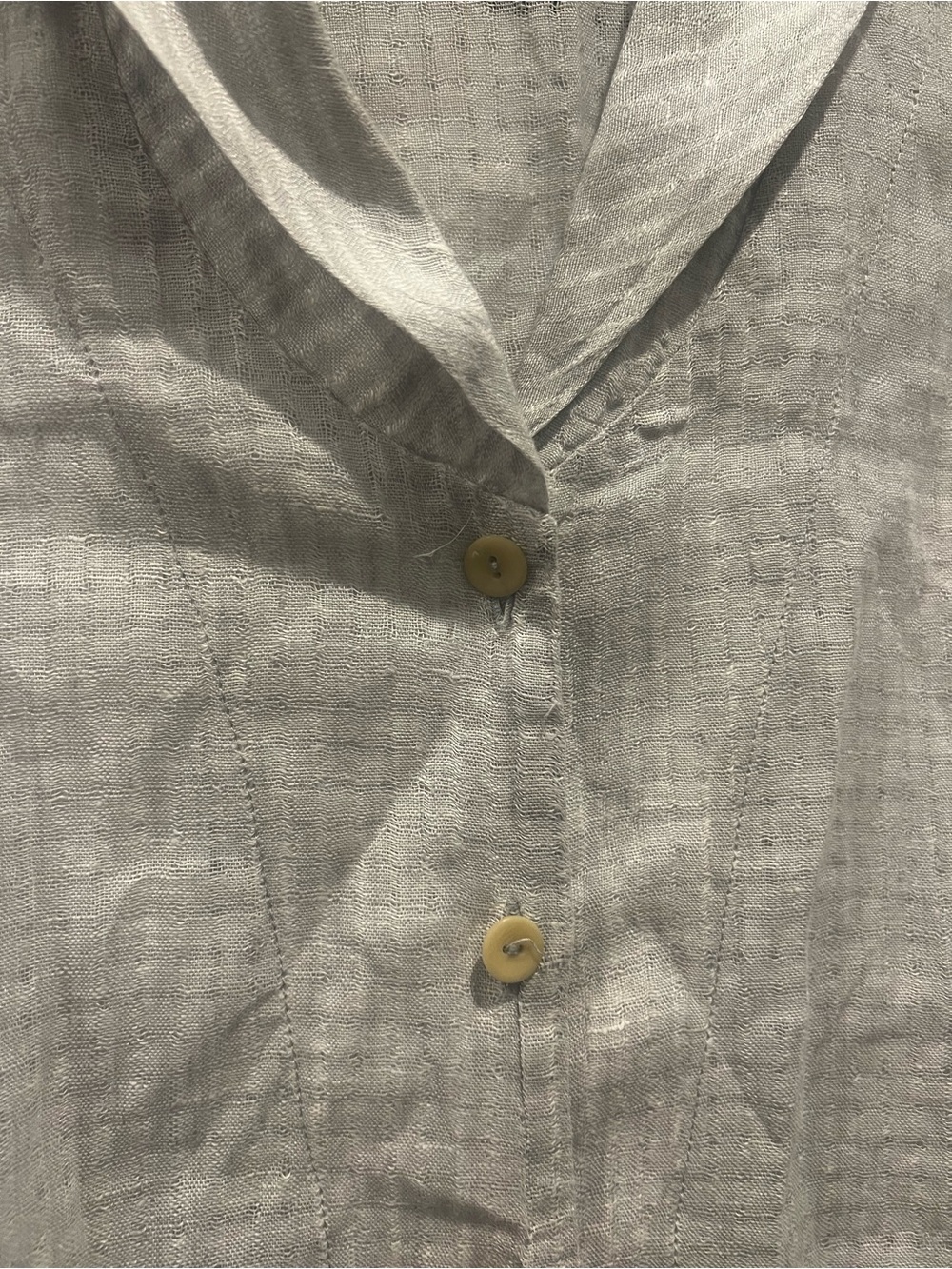 Flax Light Gray Sleeveless Button-Front Linen Tunic - Picture 3 of 6